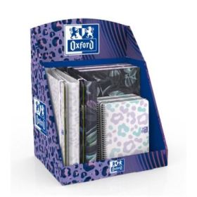 Oxford Dream Tech Expositor con 14 Productos - 5 Cuadernos de Espiral A4+ - 5 Cuadernos de Espiral A5+ - 4 Carpetas de Anillas A