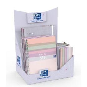 Oxford Cute Expositor con 14 Productos - 4 Carpetas de Anillas A4+ - 5 Cuadernos de Espiral A5+ - 4 Estuches Portatodo Triangula