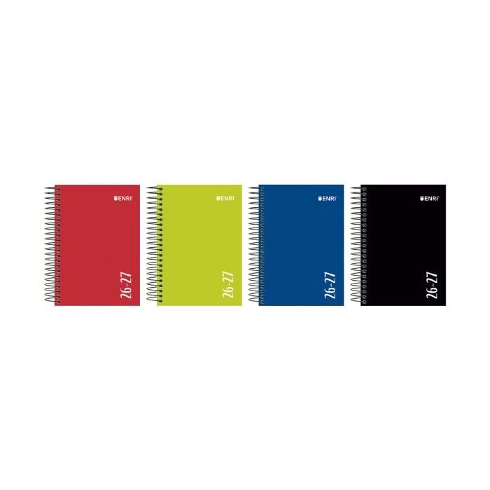 Enri Agenda Escolar con Espiral - Castellano - Tapa Extradura - Formato Cuartilla - Dia Pagina - Acabado Brillante - Colores Sur