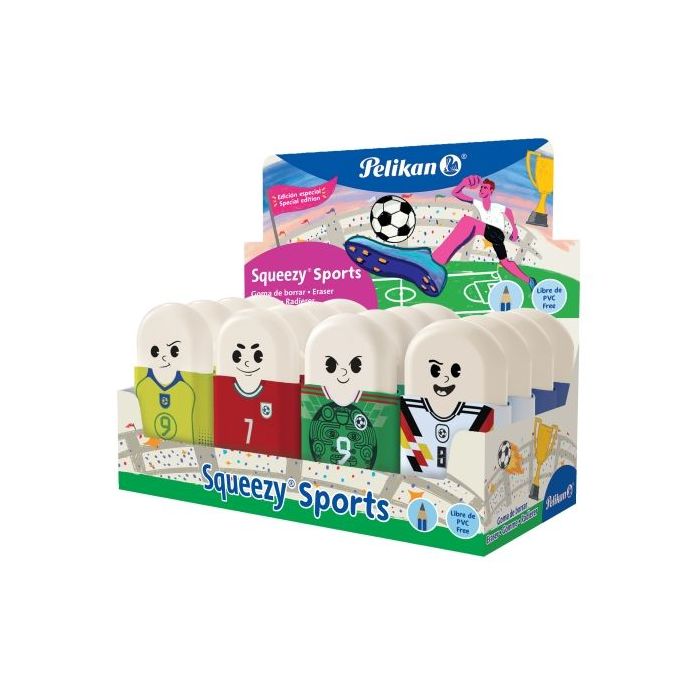 Pelikan Squeezy Sports Goma de Borrar - Tematica de la Copa Mundial de la Fifa 2026 - Colores Surtidos