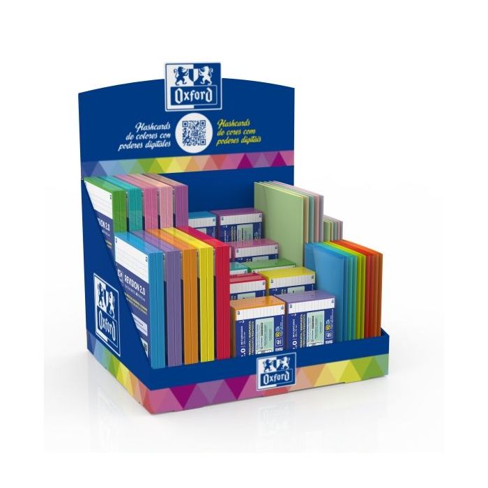 Oxford Expositor con 60 Paquetes de Tarjetas FlashCards 2.0 A5 y A7 - 5 Sobres A5 de Colores Vivos - 10 Sobres A7 de Colores Viv