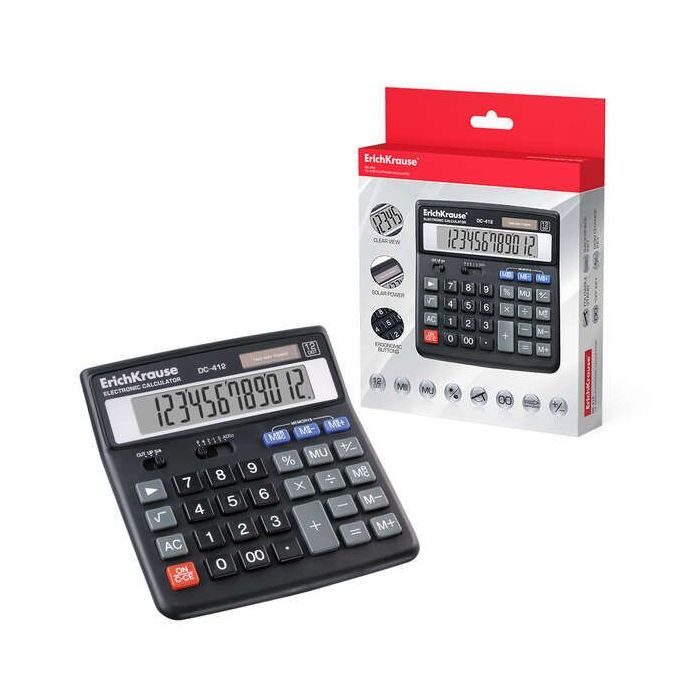 Erichkrause DC-412 Calculadora de Sobremesa - Pantalla LCD de 12 Digitos - Memoria Doble - Funciones de Calculo Avanzadas - Colo