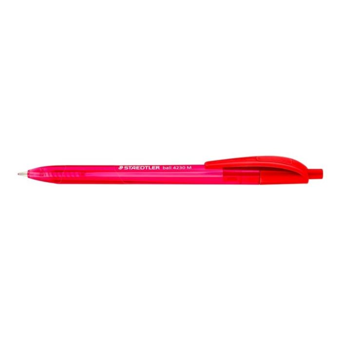 Staedtler 4230 M Boligrafo Retractil - Punta 1mm - Ancho de Linea Medio - Diseño Triangular - Color Rojo