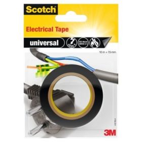 Scotch Cinta Aislante 15mm x 10m - Fabricada en PVC - Aislamiento de Alta Tension de hasta 5000 V - Color Negro