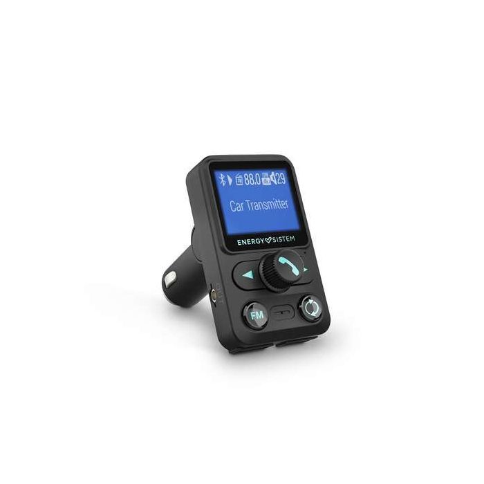 Energy Sistem Transmisor de Coche FM XTRA - LCD 1 -4  - Bluetooth - MicroSD - USB MP3 - Asistente de Voz - Color Negro