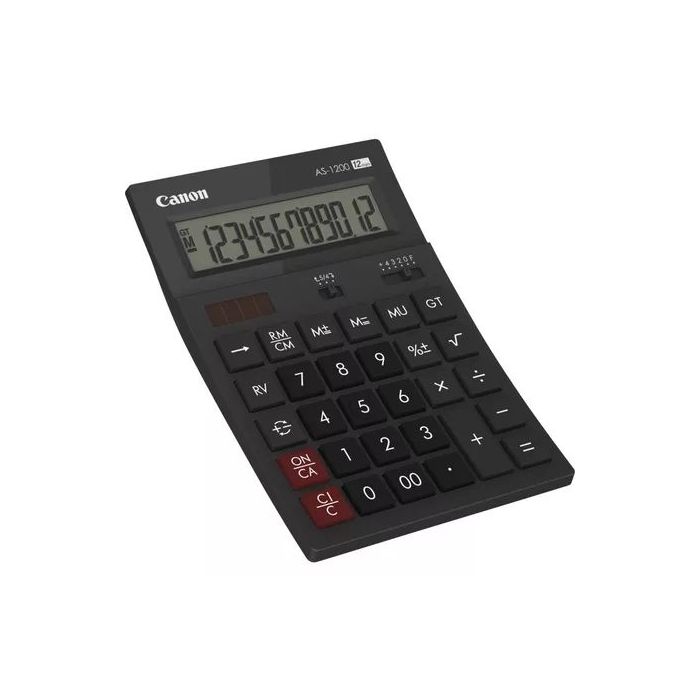 Canon AS-1200 Calculadora de Sobremesa con Pantalla LCD de 12 Digitos - Funciones de Calculo de Recargo (MU), Inversion (RV), Gr