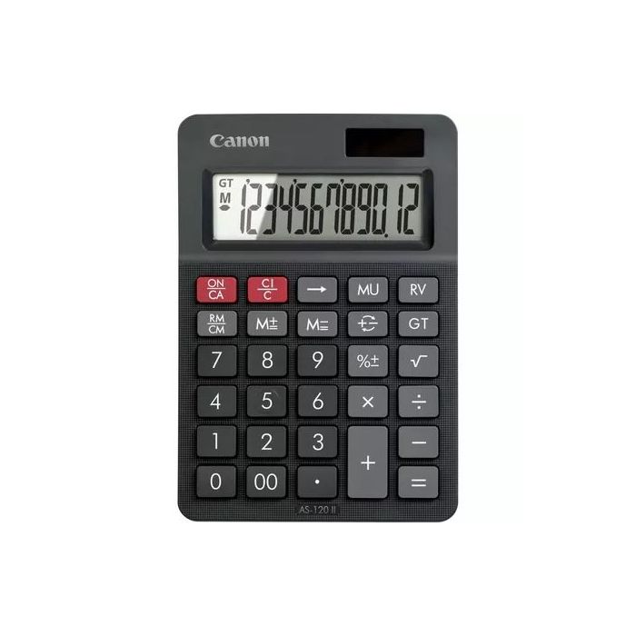 Canon AS-120 II Calculadora de Sobremesa con Pantalla LCD de 12 Digitos - Funciones de Marcacion, Inversion y Memoria de Gran To