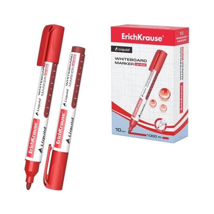 Erichkrause Liquid LW-600 Marcador de Pizarra Blanca - Tinta Liquida a Base de Alcohol - Punta en Forma de Bala - Ancho de Linea