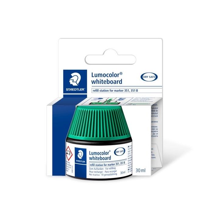 Staedtler Bote de Tinta para Recarga Rotulador Lumocolor 351 - Capacidad 30ml - Color Verde