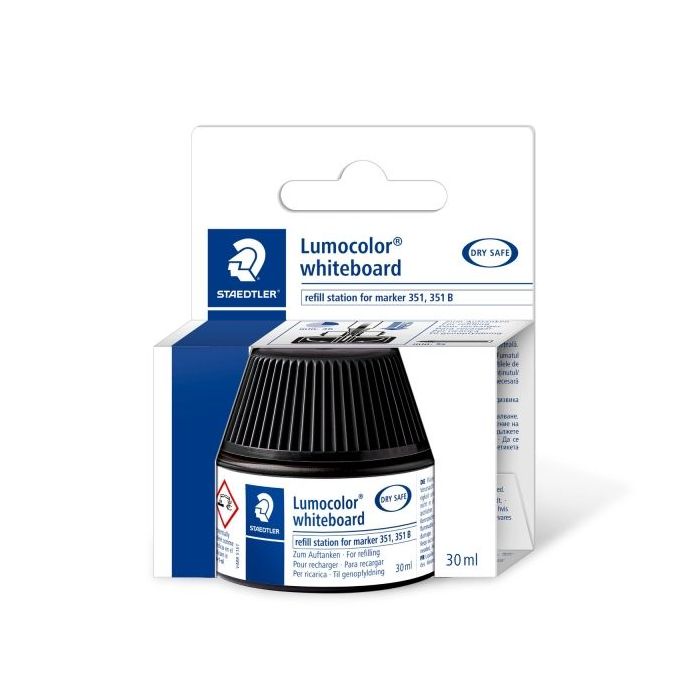 Staedtler Bote de Tinta para Recarga Rotulador Lumocolor 351 - Capacidad 30ml - Color Negro