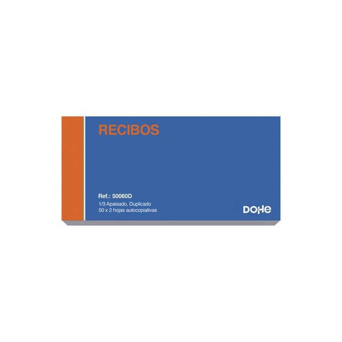 Dohe Talonario de Recibos - Tercio Apaisado - 50x2 Hojas Autocopiativas - Duplicado