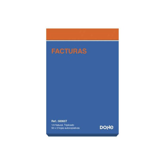 Dohe Talonario de Facturas - Cuarto Natural - 50x3 Hojas Autocopiativas - Triplicado
