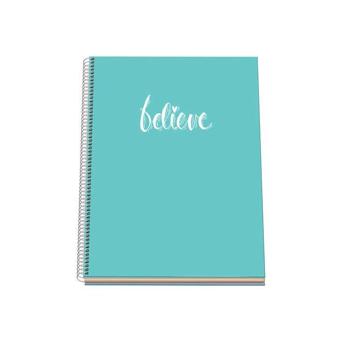 Dohe Serie Pastel Cuaderno con Espiral - Tamaño A4 de 100 Hojas 90gr - Hojas Microperforadas con 4 Taladros - Cuadricula 5mm - C