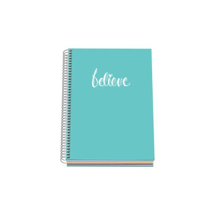 Dohe Serie Pastel Cuaderno con Espiral - Tamaño A5 de 100 Hojas 90gr - Hojas Microperforadas con 2 Taladros - Cuadricula 5mm - C