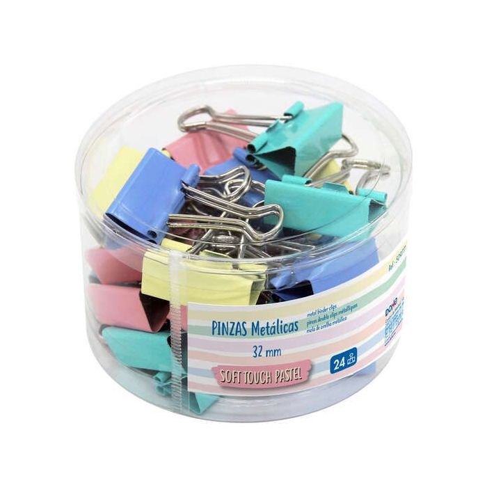 Dohe Bote de 24 Pinzas Metalicas de 32mm - Colores Pastel Surtidos