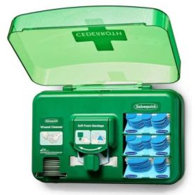 Cederroth Dispensador para el Cuidado de Heridas - Incluye diferentes Tamaños de Apositos Color Azul, Toallitas para Heridas y V