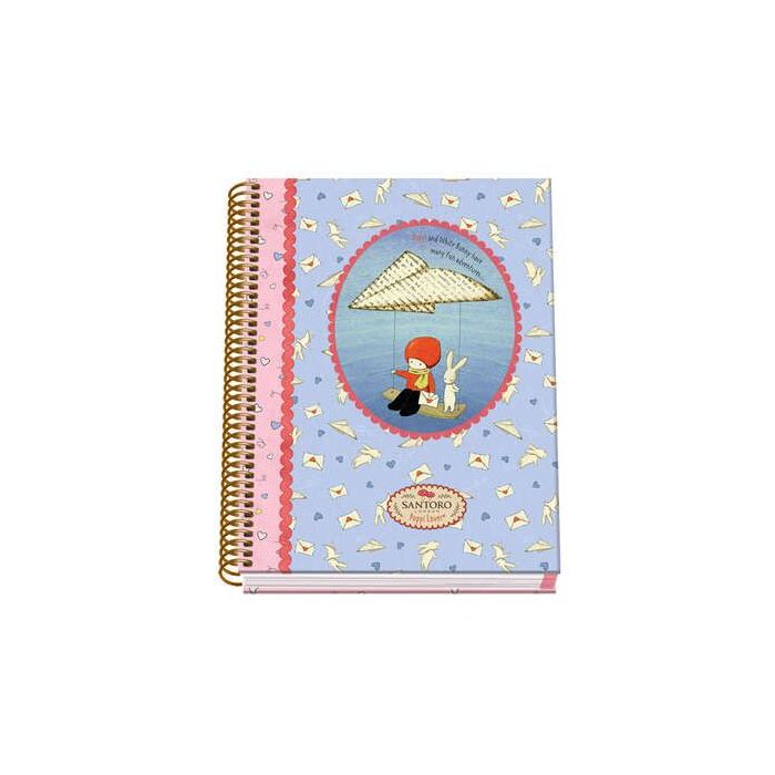 Dohe Santoro Poppi Loves Messenger Cuaderno Espiral Tapa Dura - Tamaño A5 de 100 Hojas 90gr - Hojas Microperforadas con 2 Taladr