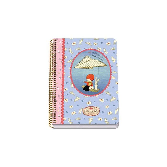 Dohe Santoro Poppi Loves Messenger Cuaderno Espiral Tapa Rigida - Tamaño A5 de 80 Hojas 90gr - Hojas con Cuadricula 4mm