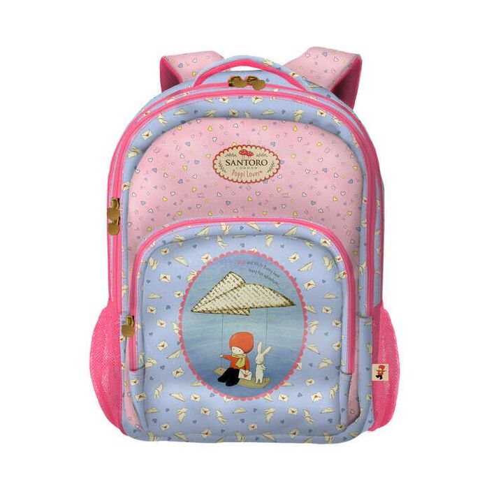 Dohe Santoro Poppi Loves Messenger Mochila Escolar Grande - 3 Compartimentos - Bolsillos Laterales - Tirantes Acolchados y Ajust