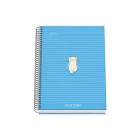 Dohe Santoro Felines Cuaderno Espiral Tapa Dura - Tamaño A5 de 100 Hojas 90gr - Hojas Microperforadas con 2 Taladros - Cuadricul