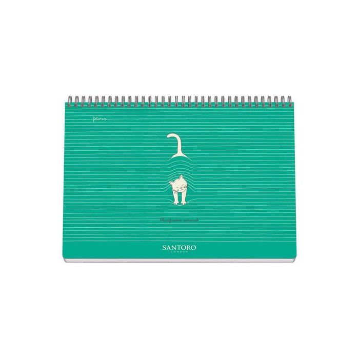 Dohe Santoro Felines Planificador Perpetuo Espiral Wireo Tapa Semirigida - Encuadernacion Horizontal Tamaño A4 - Interior Semana