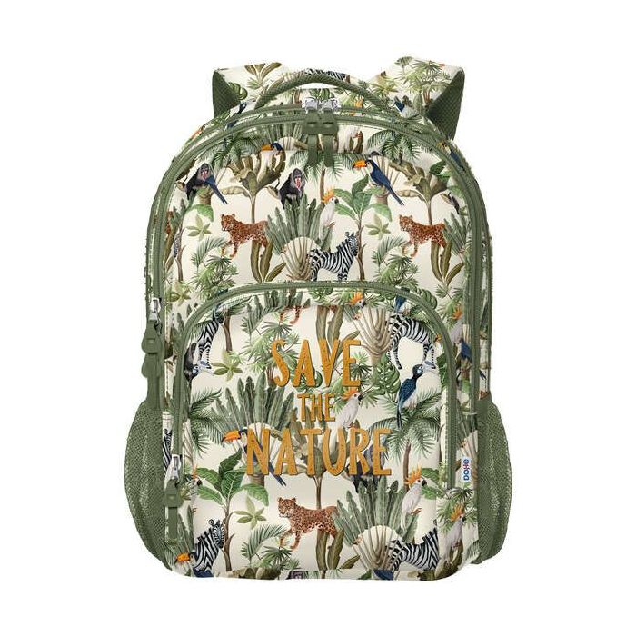 Dohe WWF Save the Nature Mochila Escolar Grande - 3 Compartimentos - Bolsillos Laterales - Tirantes Acolchados y Ajustables - Ad
