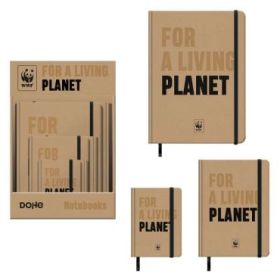 Dohe WWF Classic Expositor de 12 Cuadernos Cartone - Tamaños A4, A5 y A6 - 96 Hojas Lisas en Papel Ahuesado de 80 g/m2 - Cierre
