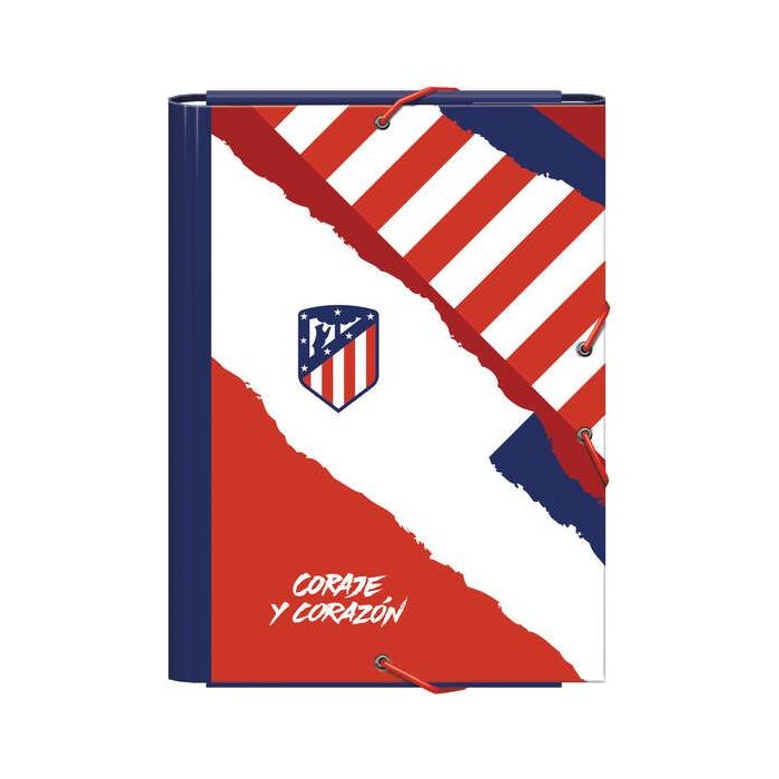 Dohe Atletico de Madrid Coraje y Corazon Carpeta de Carton Forrado Plastificado - 3 Solapas - Tamaño Folio - Guardas Impresas -