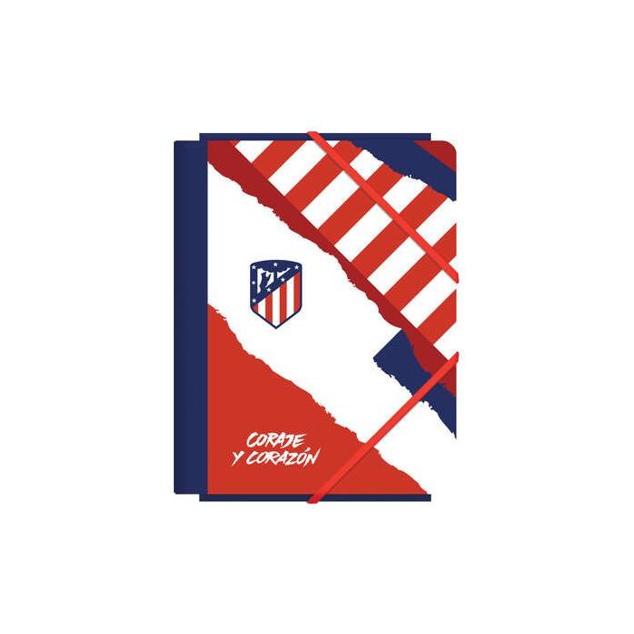 Dohe Atletico de Madrid Coraje y Corazon Carpeta de Carton Contracolado Plastificado - 3 Solapas - Tamaño A5 - Guardas Impresas