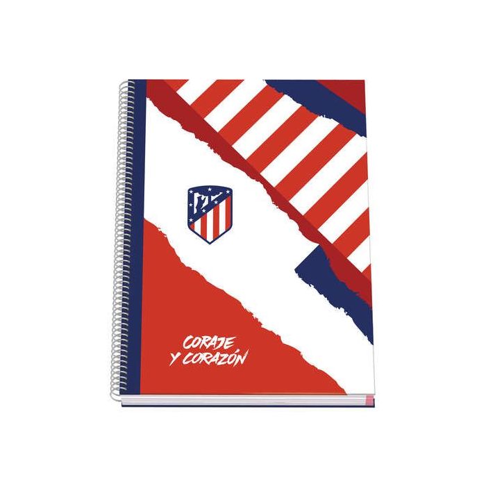 Dohe Atletico de Madrid Coraje y Corazon Cuaderno Espiral con Cubierta en Carton Forrado - Tamaño A4 de 100 Hojas 90gr - Hojas M