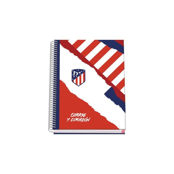 Dohe Atletico de Madrid Coraje y Corazon Cuaderno Espiral Tapa Dura - Tamaño A5 de 100 Hojas 90gr - Hojas Microperforadas con 2