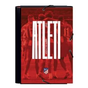 Dohe Atletico de Madrid Atleti Carpeta de Carton Forrado Plastificado - 3 Solapas - Tamaño Folio - Guardas Impresas - Cierre de
