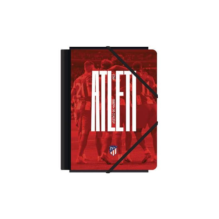 Dohe Atletico de Madrid Atleti Carpeta de Carton Contracolado Plastificado - 3 Solapas - Tamaño A5 - Guardas Impresas - Cierre d