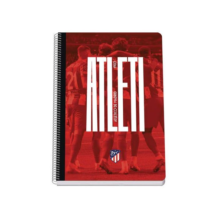Dohe Atletico de Madrid Atleti Cuaderno Espiral Tapa Rigida - Tamaño Folio de 80 Hojas 90gr - Hojas con Cuadricula 4mm