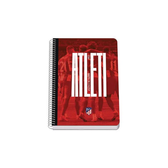 Dohe Atletico de Madrid Atleti Cuaderno Espiral Tapa Rigida - Tamaño A5 de 80 Hojas 90gr - Hojas con Cuadricula 4mm