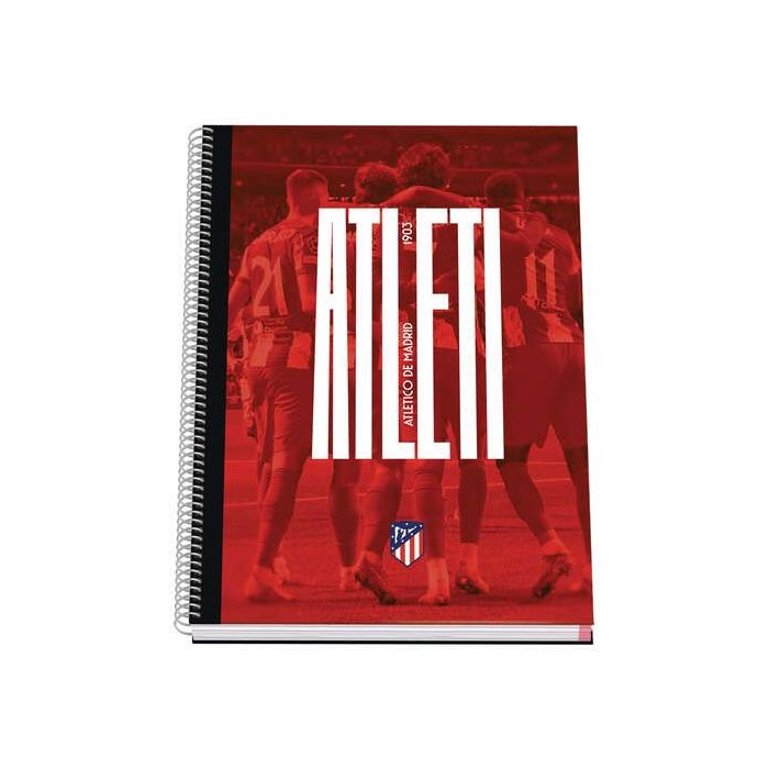 Dohe Atletico de Madrid Atleti Cuaderno Espiral con Cubierta en Carton Forrado - Tamaño A4 de 100 Hojas 90gr - Hojas Microperfor
