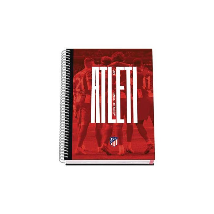Dohe Atletico de Madrid Atleti Cuaderno Espiral Tapa Dura - Tamaño A5 de 100 Hojas 90gr - Hojas Microperforadas con 2 Taladros -
