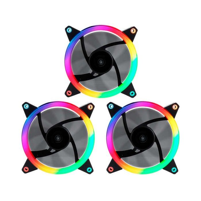 Unykach Candy 30 Pack de 3 Ventiladores 120mm con Iluminacion ARGB - Velocidad Max. 1500rpm - Controladora y Mando a Distancia -