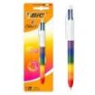 Bic 4 Colours Rainbow Punch Boligrafo de Bola Retractil - Punta Media de 1.0mm - Tinta con Base de Aceite - Cuerpo en Varios Col