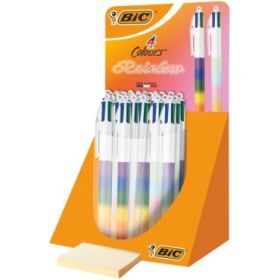 Bic 4 Colours Rainbow Expositor con 30 Boligrafos de Bola Retractil - Punta Media de 1.0mm - Tinta con Base de Aceite - Cuerpo e