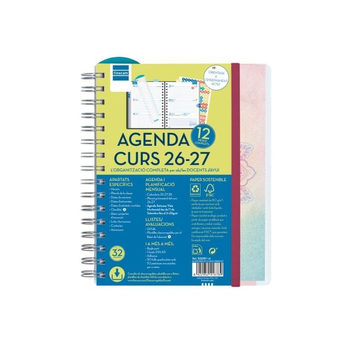 Finocam Magistral Agenda Escolar 26/27 en Catalan - Semana Vista Horizontal - Formato 4º - 155x212mm - Tapas de Polipropileno -