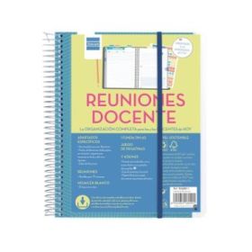 Finocam Organizacion Planificador de Reuniones sin Fechar para Docentes - Formato 4º - 155x212mm - Tapas de Polipropileno - Pape