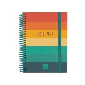 Finocam Diva Agenda Escolar 26/27 en Catalan - Semana Vista Horizontal - Formato 8º - 120x164mm - Tapas de Carton Forrado - Pape