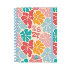 Finocam Diva Agenda Escolar 26/27 en Catalan - Semana Vista Horizontal - Formato 4º - 155x212mm - Tapas de Carton Forrado - Pape