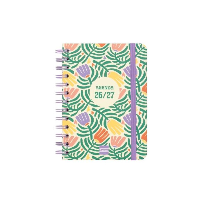 Finocam Cosmo Cart Agenda Escolar 26/27 en Catalan - Semana Vista Horizontal - Formato 8º - 120x169mm - Tapas de Carton Forrado