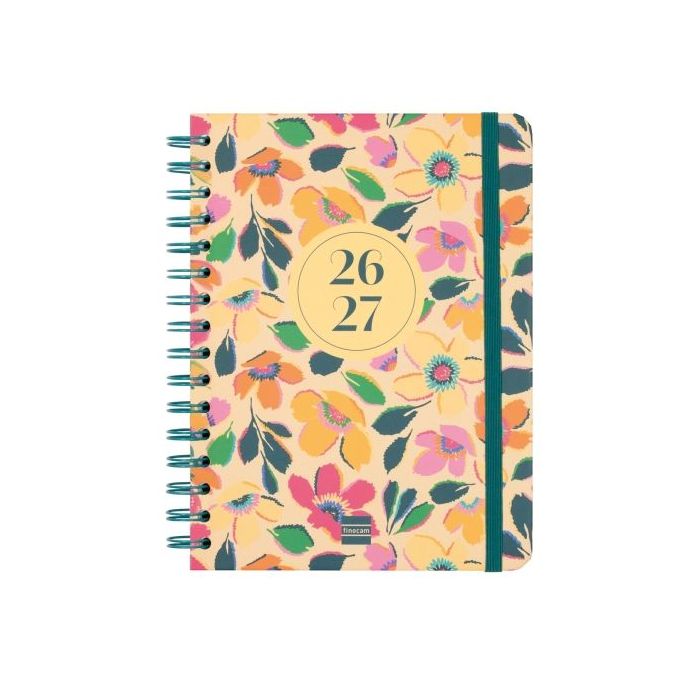 Finocam Cosmo Cart Agenda Escolar 26/27 - Semana Vista Horizontal - Formato 4º - 155x212mm - Tapas de Carton Forrado - Papel de