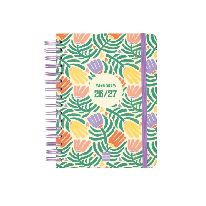 Finocam Cosmo Cart Agenda Escolar 26/27 - 1 Dia por Pagina - Formato 4º - 155x212mm - Tapas de Carton Forrado - Papel de 80g/m2