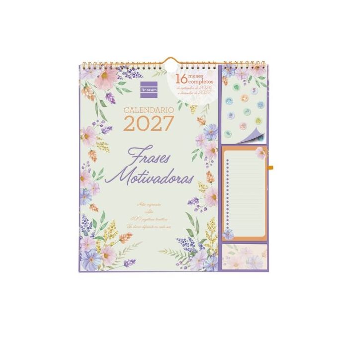 Finocam Sep Calendario de Pared - 16 Meses - Mes Vista - Formato Plus - 215x325mm - Espiral Doble Metalica - Papel de 140g/m2 -