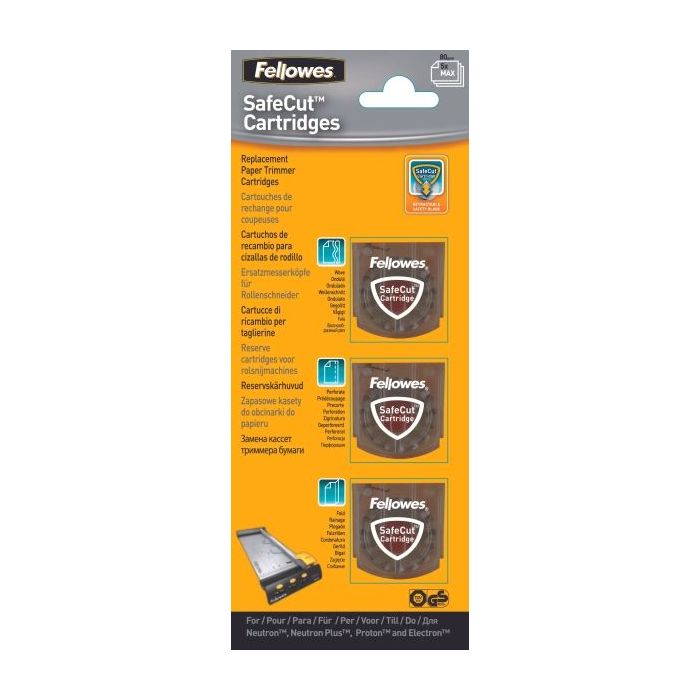 Fellowes Pack de 3 Cuchillas de Repuesto para Cizalla - Corte Microperforado - Corte Plegado - Corte Ondulado - Cuchilla Encapsu