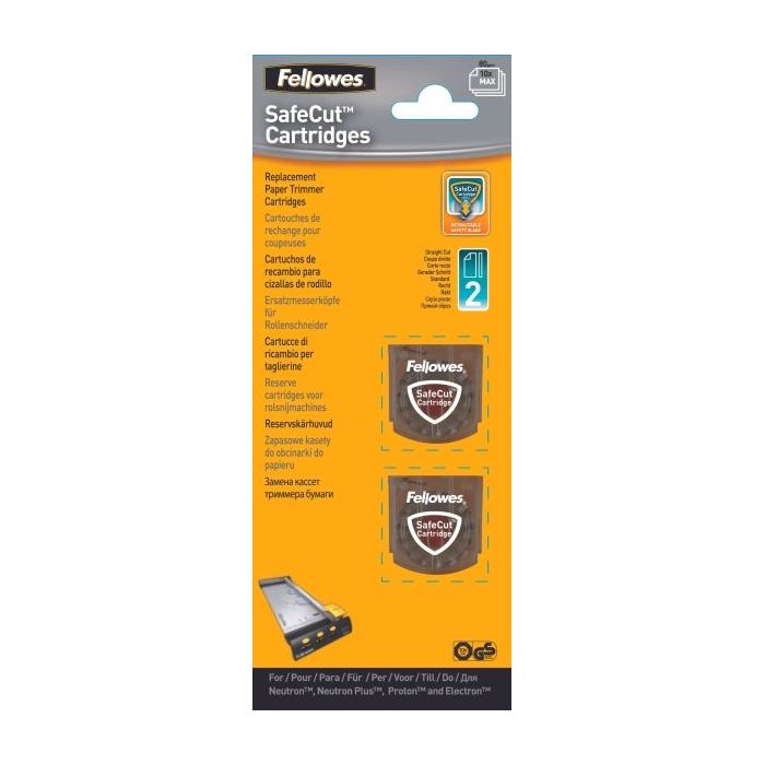 Fellowes Pack de 2 Cuchillas de Repuesto para Cizalla - Corte Recto - Cuchilla Encapsulada Retractil - Acero Inoxidable